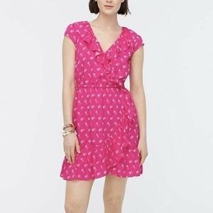 New With Tags J. Crew Pink Floral Ruffle Fit & Flare Dress – Size 0